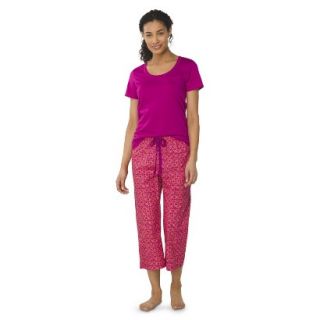 Gilligan & OMalley Womens Tee Shirt/Crop Pajama Set   Springtime Pink S