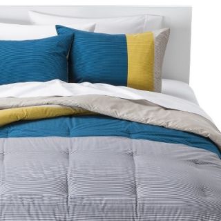 Room Essentials Stripe Colorblock Comforter Set   Teal (Twin Extra Long)