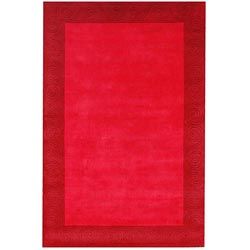 Hand tufted Red Carving Wool Rug (5 X 8)