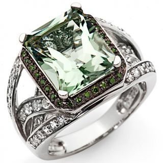 Victoria Wieck 5.58ct Prasiolite, Green Diamond and White Topaz Sterling Silver