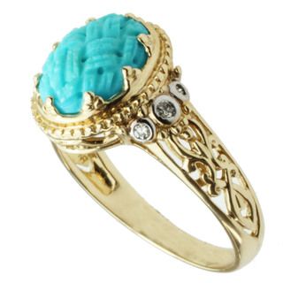 Michael Valitutti 14k Yellow Gold Sleeping Beauty Turquoise and Diamond Ring Michael Valitutti Gemstone Rings