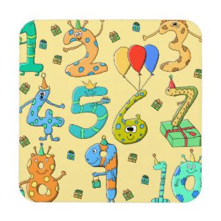 Birthday Numbers, on Yellow. Coaster