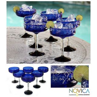 'Acapulco' Set of 6 Margarita Glasses (Mexico) Novica Glassware