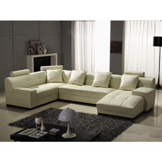 Houston Ivory Leather 3 piece Sectional Sofa Set