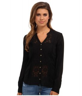 Mavi Jeans Lace Detailed Shirt Womens Long Sleeve Button Up (Black)