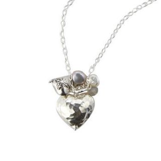 hammered heart charm necklace by samphire jewellery
