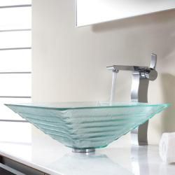 Kraus Clear Alexandrite Glass Vessel Sink And Sonus Faucet