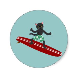 Black Cat Longboard Surfer Stickers