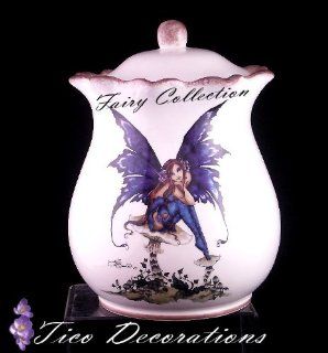 COOKIE JAR, CANISTER WHITE FAIRY DECOR ANGEL STYLE Kitchen & Dining