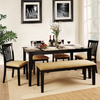 Wilma Black Mission Back Cushioned 6 piece Dining Set