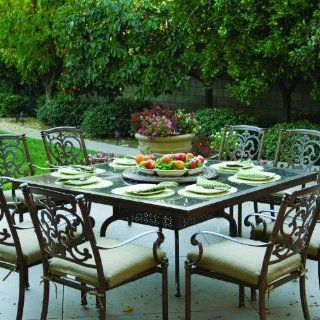 Darlee Santa Barbara 8 person Cast Aluminum Patio Dining Set With Granite Top Table And Lazy Susan   Antique Bronze / Brown Granite Tile  Outdoor And Patio Furniture Sets  Patio, Lawn & Garden
