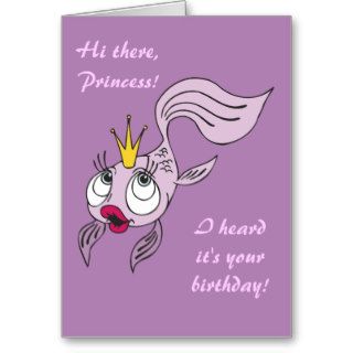 Cute Fish Princess Kid's Birthday Card