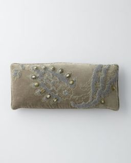 Velvet Pillow with Boucle Embroidery, 10 x 20