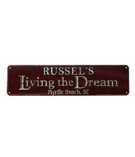 Shop Personalized Living The Dream Rustic Metal Sign   5" x 20" at the  Home Dcor Store. Find the latest styles with the lowest prices from Personal Creations