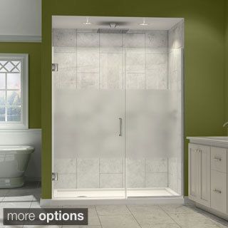 Dreamline Unidoor Plus 72 In. H X 42   43 In. W Frameless Hinged Shower Door, Half Frosted Glass