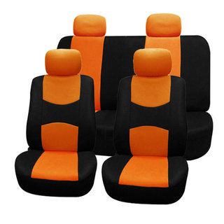 Fh Group Orange Car Seat Covers For Front Low Back Buckets And Solid Bench (full Set)