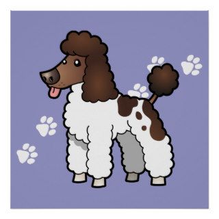 Cartoon Poodle (brown parti puppy cut) Print