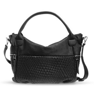 Moda Luxe Side Woven Tote Handbag   Black