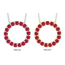 10k Gold 'Crystal' Synthetic Ruby Circle Necklace Gemstone Necklaces