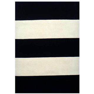 Hand tufted Black/ Ivory Stripe Wool Rug (5 X 8)