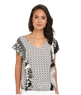 ROMEO & JULIET COUTURE S/S Printed Top Womens Blouse (Black)