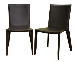 Chocolate Brown Bonded Leather Dining Chairs (set Of 2)
