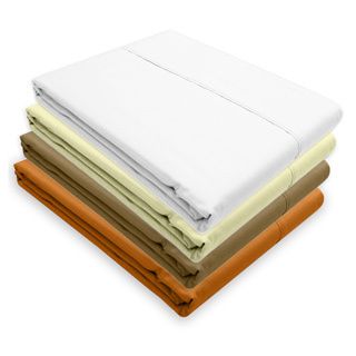 Alok International Eygptian Percale Cotton 350 Thread Count Flat Sheet Set Orange Size Full