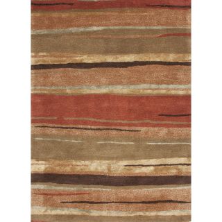 Transitional Red/ Orange Wool/ Silk Tufted Rug (5 X 8)
