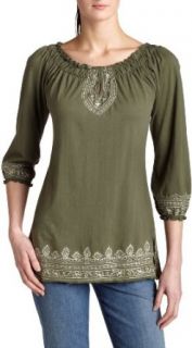 Lucky Brand Women's Embroidered Tunic, Free Green, Large