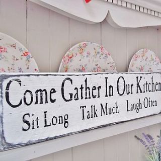 personalised 'come gather in our kitchen'sign by potting shed designs