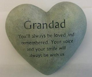 Heart Shapped Memorial Stone (Grandad)  Patio, Lawn & Garden