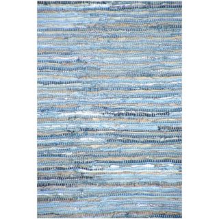 Handwoven Denim Leather/cotton Flatweave Rug (6 X 9)