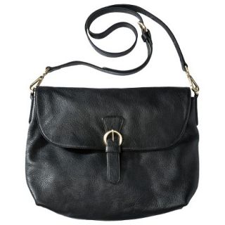 Merona Genuine Leather Crossbody Handbag with Removable Strap   Black