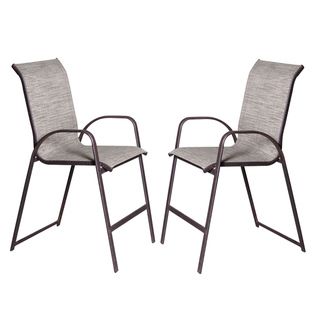 Bronze Outdoor Sling Barstools (Set of 2) Dining Chairs