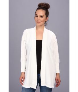 DKNY Jeans Plus Size Burnout Drapey Cozy Cardigan Womens Sweater (White)
