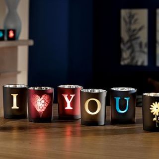 personalised glass alphabet votives by the letteroom