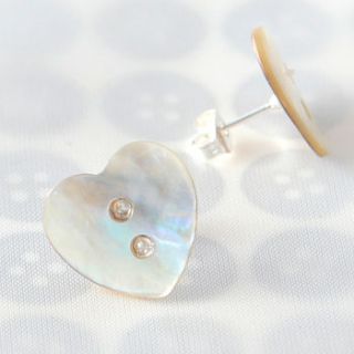 mother of pearl heart studs by button it