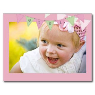 Baby Girl 1st Birthday  Banner Photo Invitation Postcard