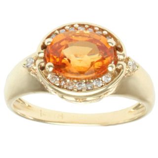 Michael Valitutti 14k Yellow Gold Orange Spessartite Garnet and Diamond Ring Michael Valitutti Gemstone Rings