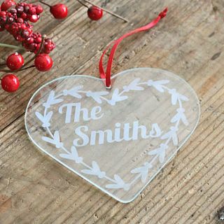 personalised name heart christmas decoration by becky broome