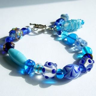 blue glass beaded bracelet by jre collection