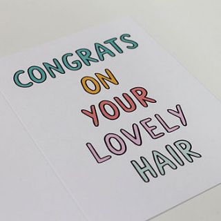 'congrats on your lovely hair' card by veronica dearly