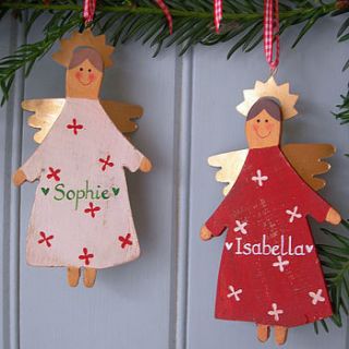 personalised large wooden angel by chantal devenport designs