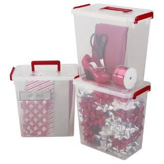 IRIS 3 Piece Holiday Ribbon and Bow Storage Set, Small   Holiday Decoration Storage Containers