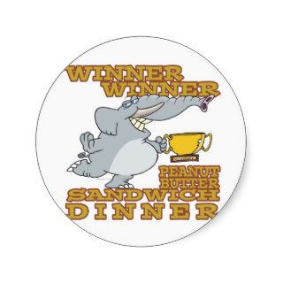 winner elephant peanut butter sandwich dinner round sticker