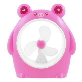 Cartoon Pig Shaped 3 Blades USB Battery Desktop Mini Fan Pink White for Computer   Electric Household Tabletop Fans
