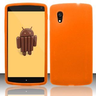 Kaleidio TM Silicone Rubber Skin Case Cover for LG Google Nexus 5   Orange (Package Includes a Overbrawn Prying Tool & Stylux Stylus/Pen Dust Plug Combo)   Retail Packaging Cell Phones & Accessories