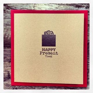 present time print christmas card by made with love designs ltd