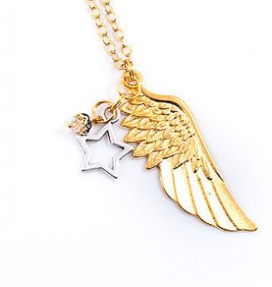 angel wing star charm necklace by francesca rossi designs