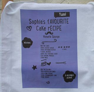personalised recipe tea towel by seahorse